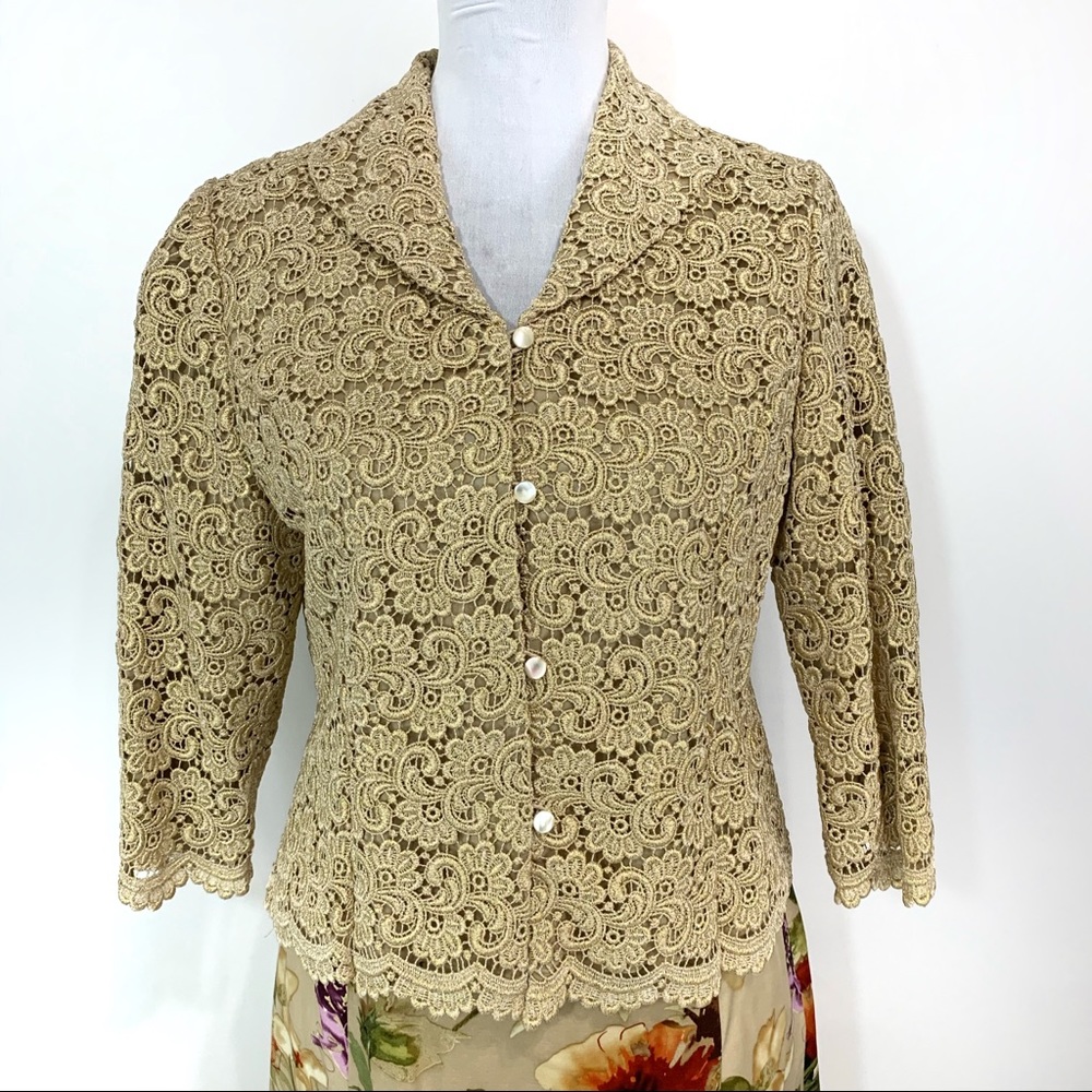 Le Chateau Vintage 90s Floral Lace Blazer Jacket Size 7